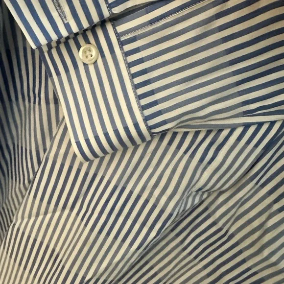 Rani Arabella Blue Striped Asymmetrical Button Up Shirt Dress - Picture 3 of 5